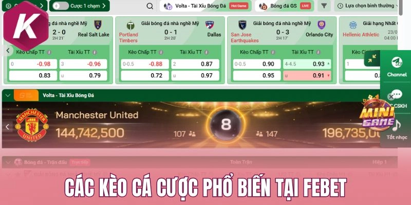 Các kèo cá cược phổ biến tại Febet